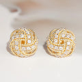 CAOSHI Fashion Jewelry Earrings for Factory Gold Plated Curve Knot Geometric Design Full Cubic Zirconia Stud Earrings for Women