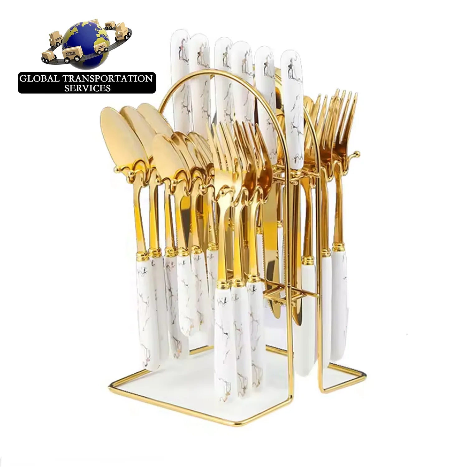 Factory Wholesale Hot Selling 24-Piece Sets Handle Knife Set Nordic and Western Style Tableware for Gifts