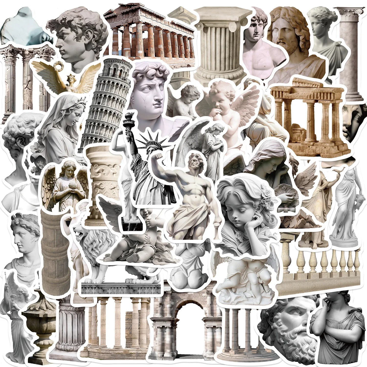 50PCS Vintage World Famous museum Art Greek Statue Sticker
