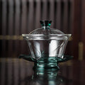 High Quality New Design Heat-Resistant Borosilicate Glass Kongfu Tea Cup Set Lid Saucer 150ml Capacity Lead BPA Free Handmade