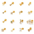 Gaby Flat Back Lip Ring Tragus Piercing Earrings 925 Sterling Silver Stud 18K Gold Plated Body Piercing Jewelry Wholesale