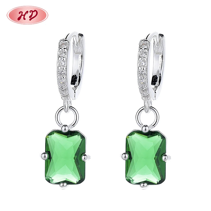 Wholesale Fashion Drop Earrings Chic Colored Zircon Accents 925 Silver Fashion Jewelry for Women
