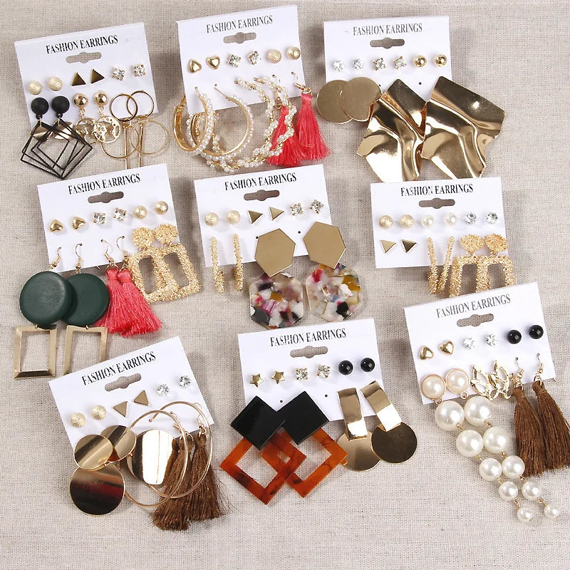 New Fashion Geometric Metal Earrings Acrylic Tassel Jewelry Earrings for Women