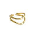 18K Gold Plated S925 Ring Sterling Silver Ring Elegant Smooth Double Layer Line INS Smooth Female Ring