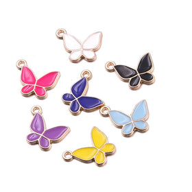 Enamel Butterfly Charms Colorful Little Buck Insect Charms Metal Tiny Cute Butterfly Charms for Jewelry Making