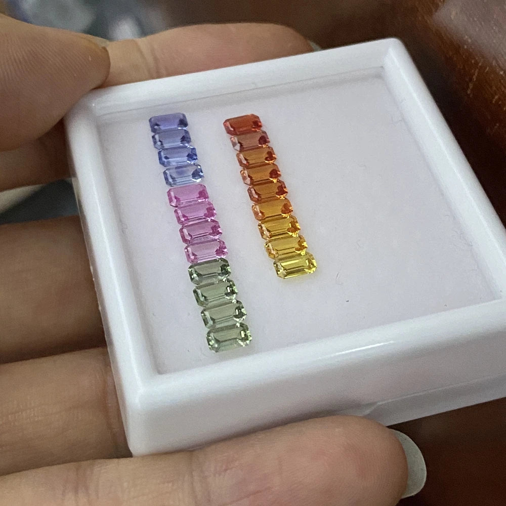 HQ GEMS Octagon 3x5mm Original Thailand Semi Precious Stone Rainbow Color Natural Blue Sapphire for Ring Mkaing