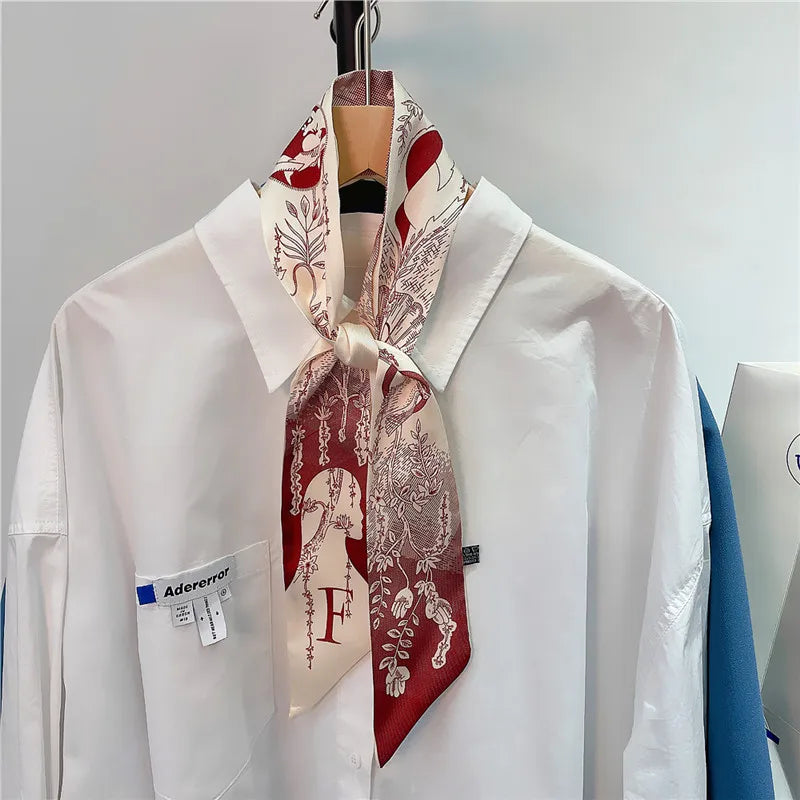 New Arrival 26-letter Full-color Ladies Small Ribbon Tied Bag Decoration Small Satin Silk Scarf Neck Scarf