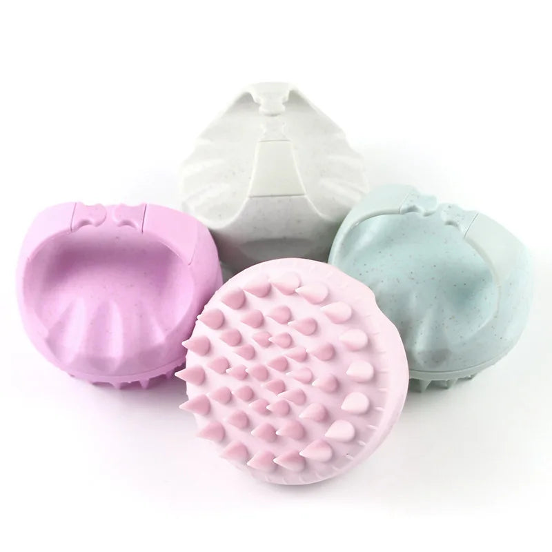 Hot Selling Wheat Straw Hair Shampoo Brush Scalp Care Shampoo Hair Brush Soft Silicone Head Scalp Massager Scrubber