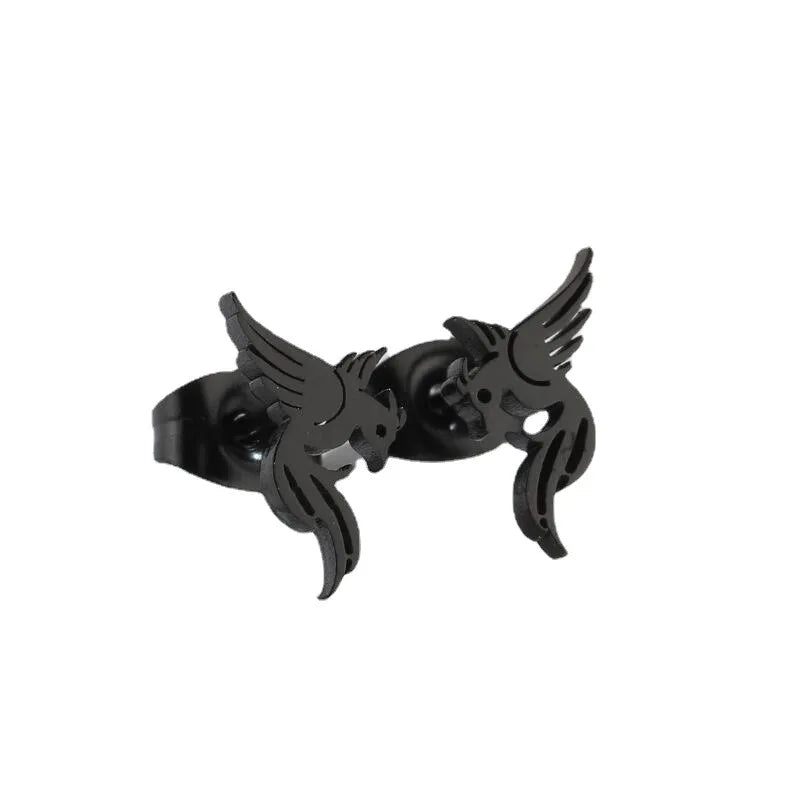 Vintage Metal Phoenix Earings Fashion Jewelry Personality Birds Animal Stud Earrings for Women Stainless Steel Jewelry 2025