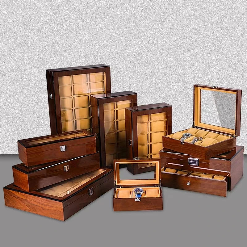 High-Grade Multi-Position Wooden Watch Box 3-5-6-8-10-12-18-20 Position Case with Spray Paint Wholesale Storage Option