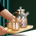 Large Capacity Amber Diamond Pot Cold Kettle Set Cold Kettle Glass High Borosilicate Glass Household Cold Water Cup