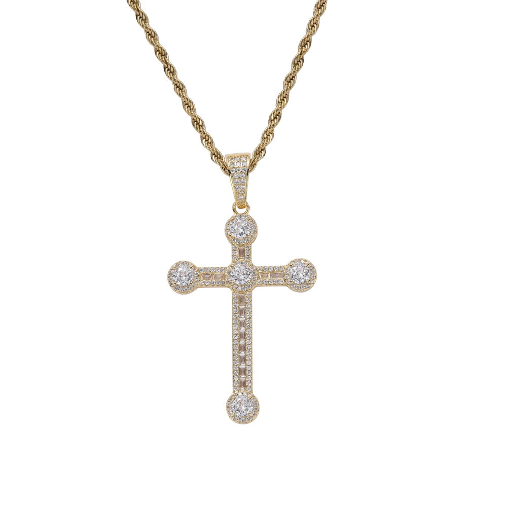 CN368 Bling Bling  Brass Setting CZ Hip Hop Necklace Iced Out Jewelry