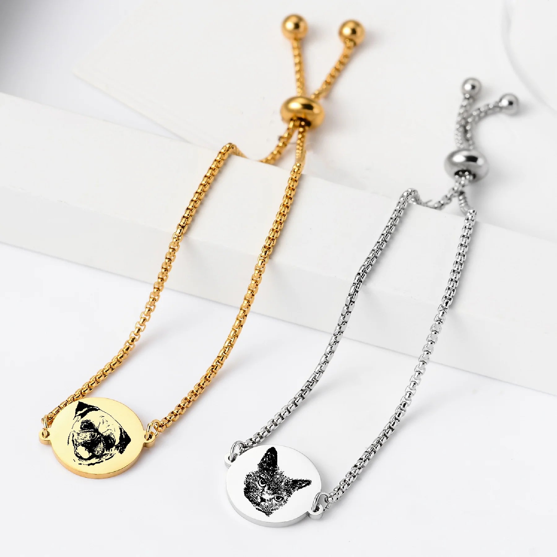 Factory Wholesale Popular Waterproof Hypoallergenic Pet Portrait Bracelet Dog Mom Memorial Photo Bangle Engraved Laser Jewelry