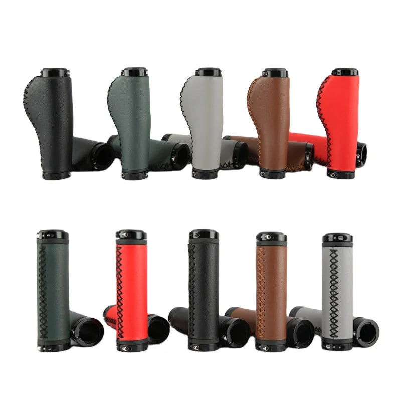 Customized High-end Grips LOGO Mountain Bike Straight Meat Ball Grips Bicycle Hand-sewn Leather Bilateral Locking Grips