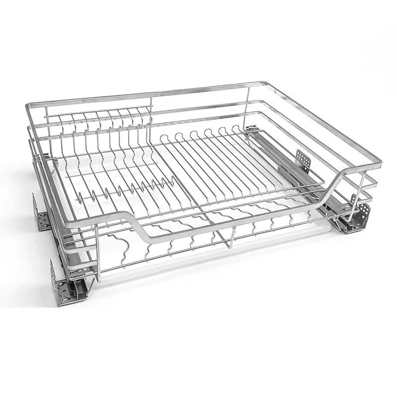 GQK Custom Dish Drying Racks With Kitchen Utensil Drainer Soft Closing Wire Basket Kitchen Storage Four Sides Basket