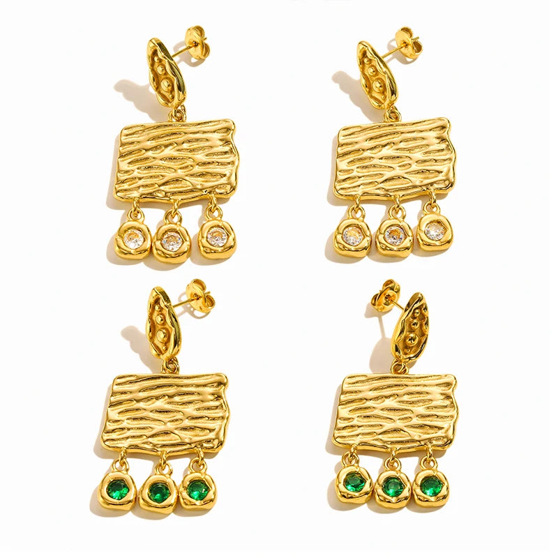 MICCI Waterproof Non Tarnish Jewelry Stainless Steel Zircon Drop Charm Custom Earrings for Women