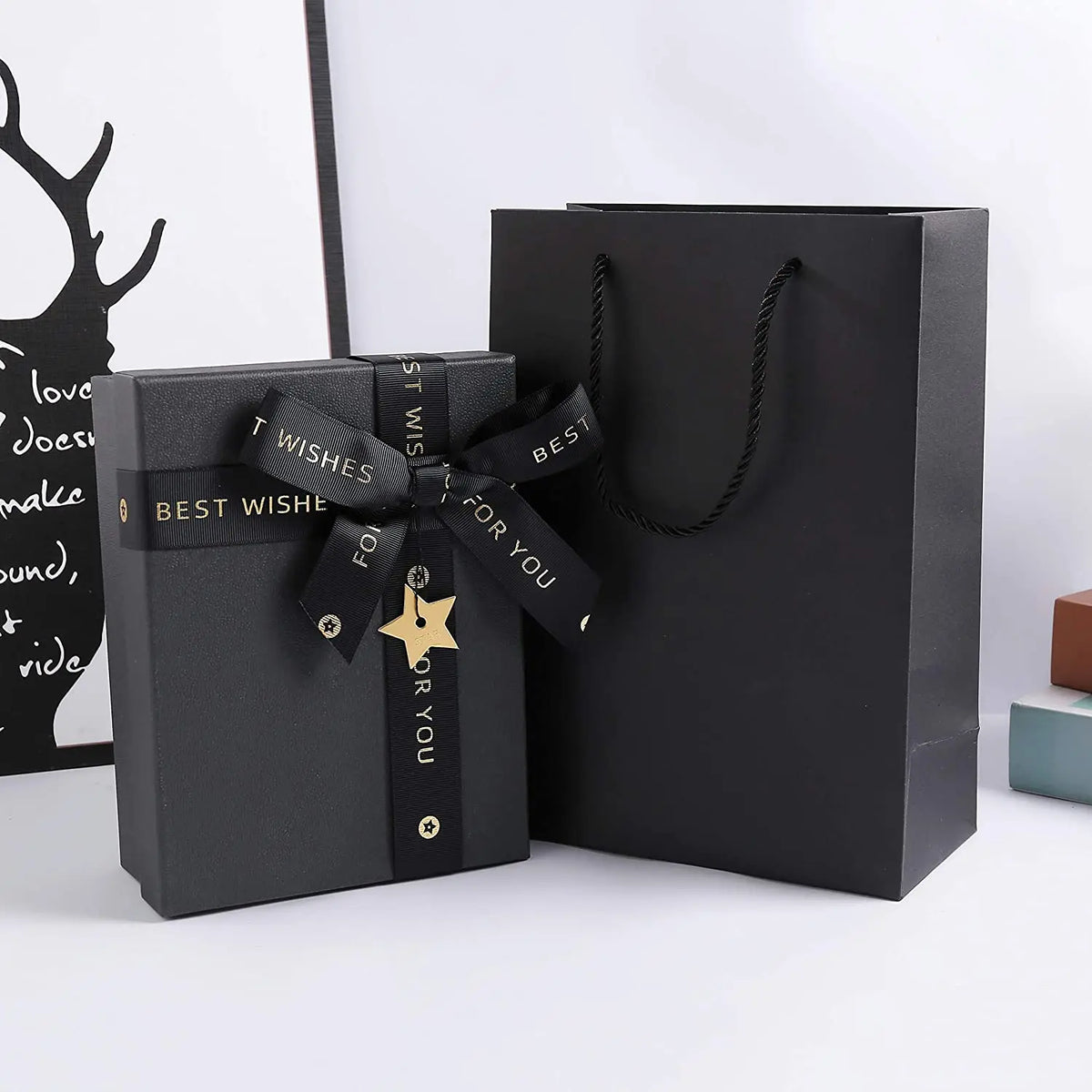 Wholesale Reusable Customize Thank You Black Shopping Birthday Gift Clothing Shoe Tote Bags with Handle for Boutique Box