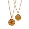 18k Gold St Christopher Round Medal Necklace Religious Catholic Saint Benedict Pendant Saint Protect Us Necklace Stainless Steel
