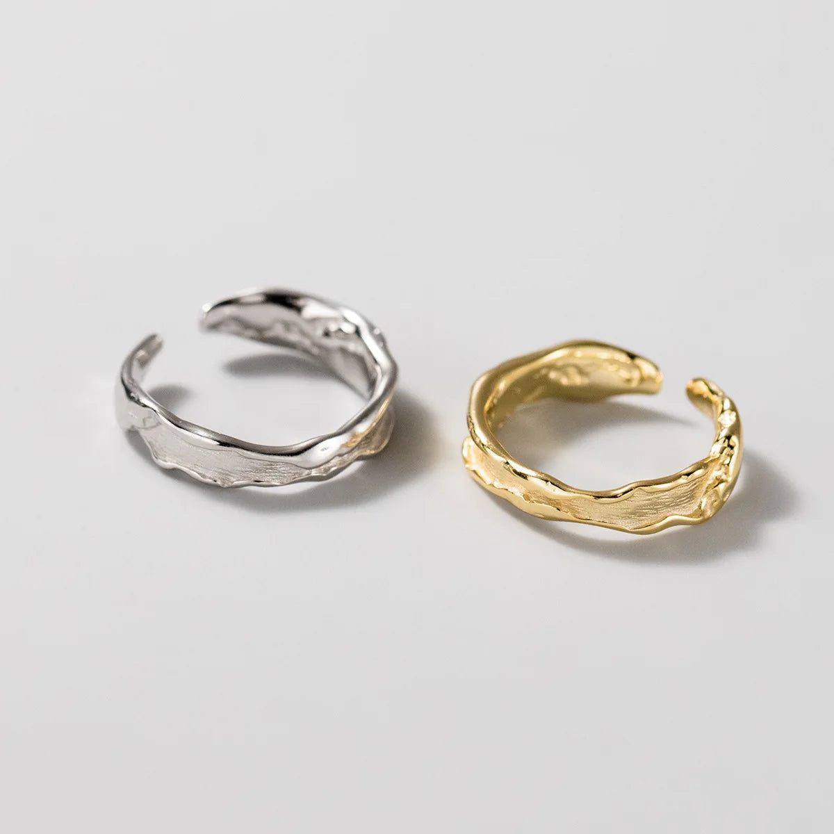 925 Sterling Silver Irregular Geometric Shape Adjustable Open Gold Plated Knuckle Rings Fashion Jewelry for Women