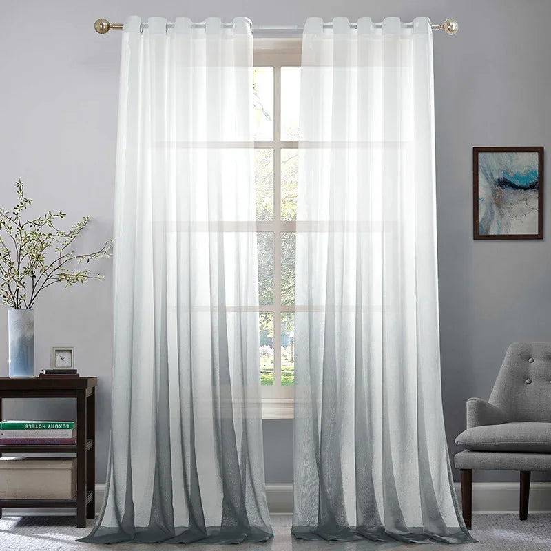 XinLan Wholesale Gradient Ramp Sheer Curtain Living Room Bedroom Hotel Window Curtain