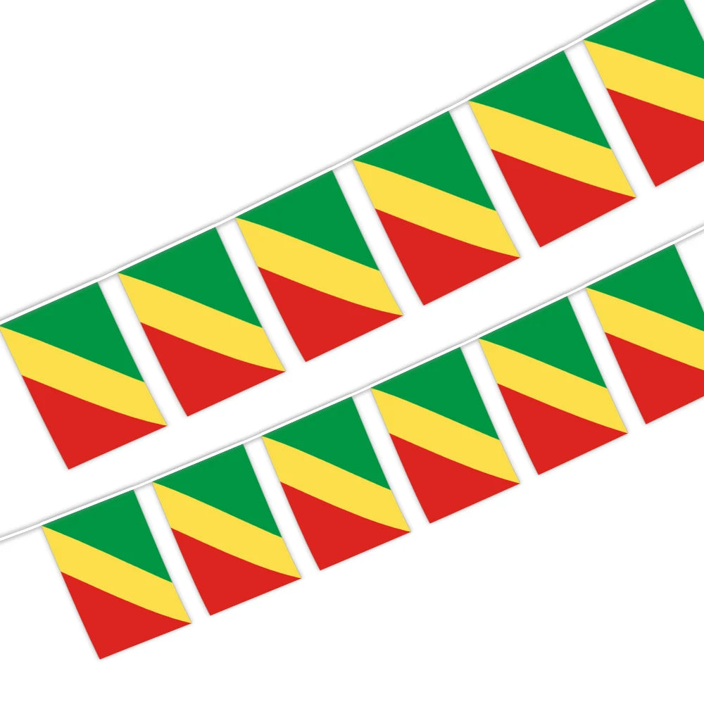 The Republic of the Congo Bunting String Flag 5.5X8 in for Outdoor and Indoor Decoration (12pcs/Unit)