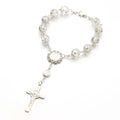 In Bulk Glass Pearl Silver Rose Gold Rosary Bracelet for  Women
