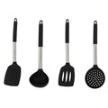 4 Pieces Silicone Kitchen Cookware Tools Set Cooking Utensils Kitchen Accessories Stainless Steel Black Utensils Set