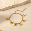 Hip Hop Round Adjustable Bracelet 18K Gold Plated Solid Bead Water Proof Colorfast Stainless Steel Chain Bracelet