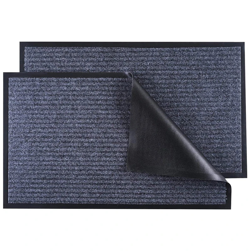 Ribs Door Floor Mat Waterproof Polypropylene Washable Floral Heavy Duty PVC Backing Patio Mats for Home