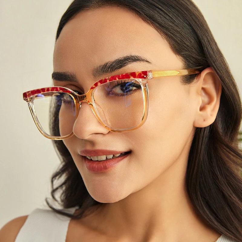 82074 Trending Blue Light Blocking Glasses Women TR90 Color Matching Glasses Colorful Frame Transparent Fashion Eyewear