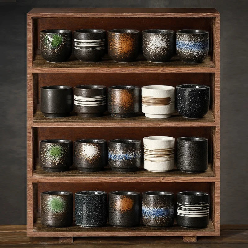 Japanese Tea Cup  Ceramic Mugs Restaurant Commercial Sushi Cuisine Retro Stackable Tea Cups Household Kitchen Drinking Utensils