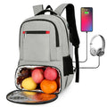 College School Food Storage Insulated Lunch Backpack with USB Charging Port Bookbag Fit for 10 Standard Can Drinks Cooler Bag