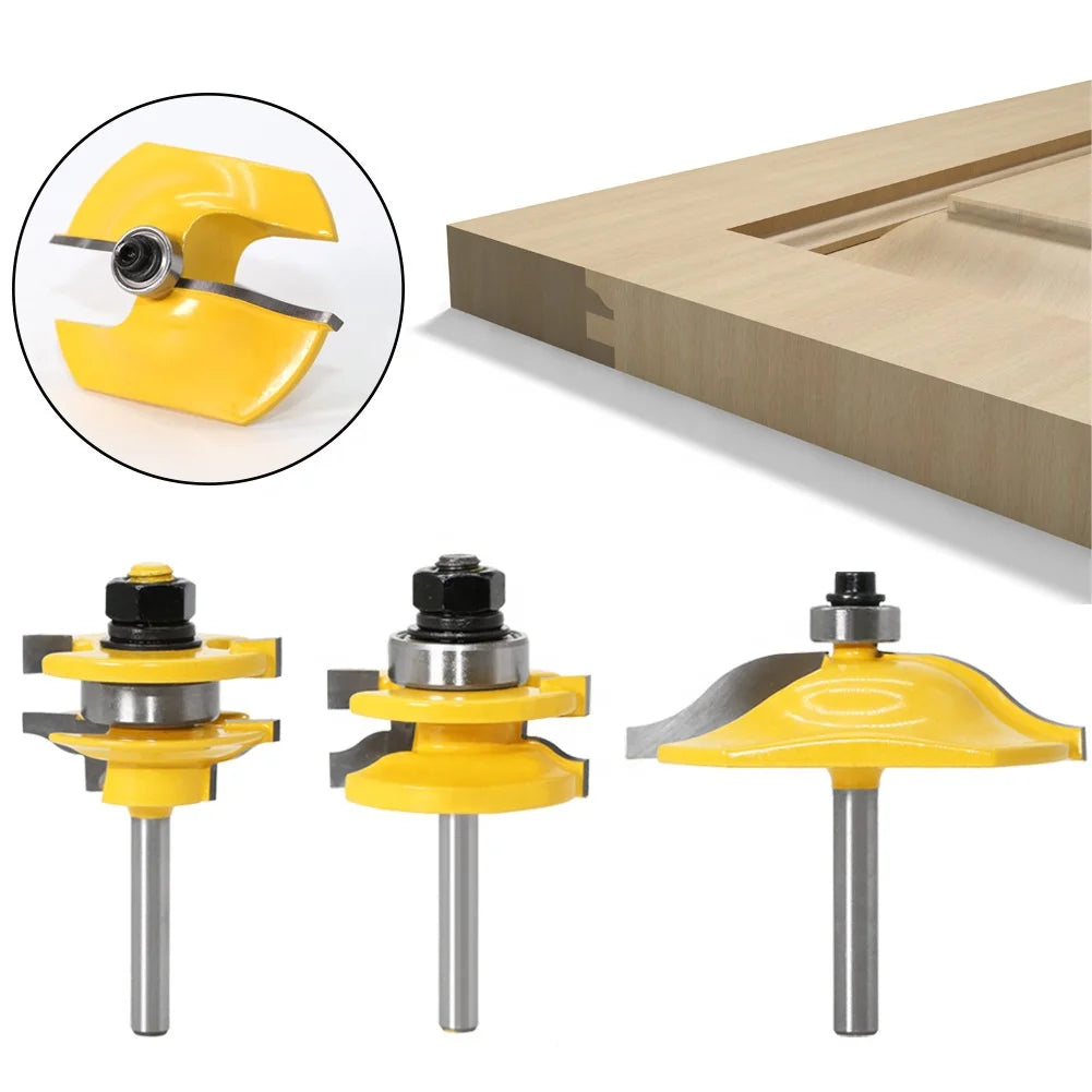 1#-14# 1/2" Shank 3pcs Cove Raised Panel Bit Set Ogee Horizontal Raised Cope and Stick Router Bit for Wood Woodworking Tool