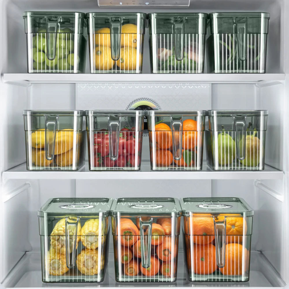 High Quality PET Injection-Molded Rectangle Clear Plastic Eco-Friendly Fridge Organizer Food Storage Box with Modern Design