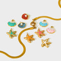 Wholesale Beach Jewelry Stainless Steel 18k Gold Plated Colored Enamel DIY Pendant Clavicle Chain Necklace for Women Gift