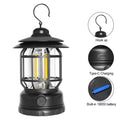 Retro LED Camping Lantern USB Rechargeable ABS Metal Hanging Flashlight Waterproof Outdoor Tent Light for Emergency Hiking