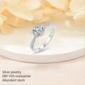 Drop Shipper Wholesale Starsgem Luxury Jewelry High Quality S925 Silver Classic DEF VVS Moissanite Rings for Women