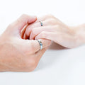 Stainless Steel Single Stone Paved Pairs Wedding Jewelry Custom Width Beveled Edge Couple Ring
