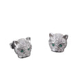 Wholesale Fashon Jewellery Brass Plated Silver Personalized Versatile Diamond Zircon Leopard Head Earrings