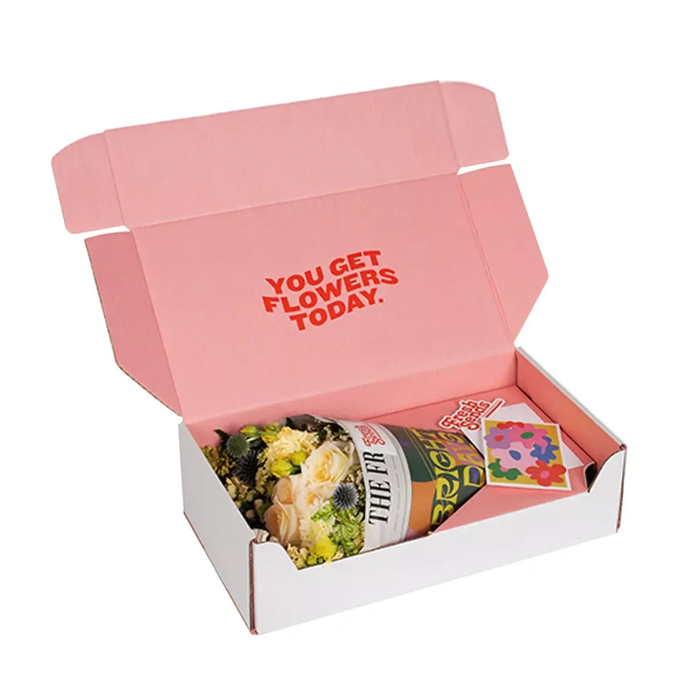 Wholesale Custom Logo Corrugated Paper Box Small Folding Cardboard Flower Package with Embossing Foldable Box Type Folders