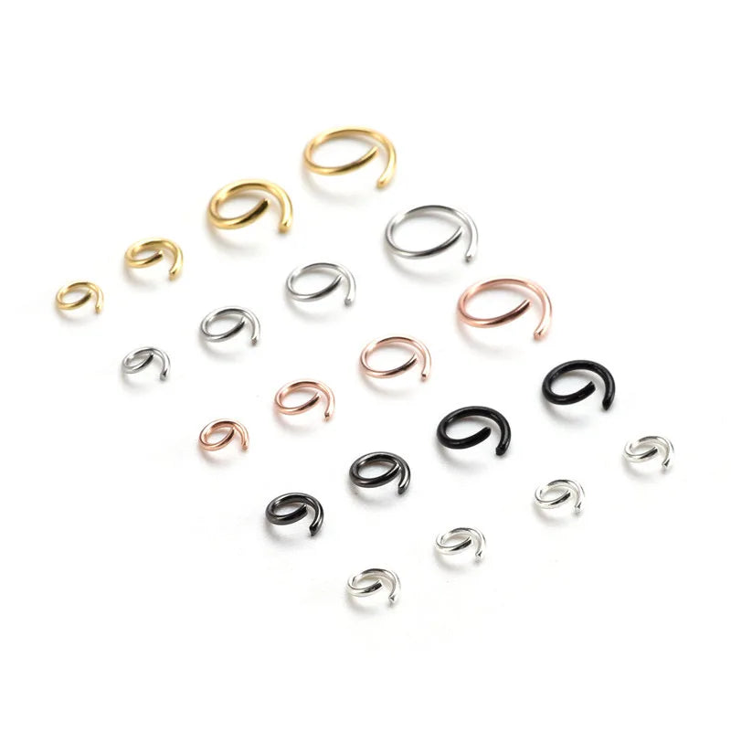 200pcs/bag Stainless Steel Real 18K Gold /black /colorfull /rose Gold PVD Plating Jewelry Findings Jump Open Ringouter 3-9 mm