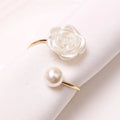 Beautiful Pearl 3D Rose Table Napkin Holder Elegant Napkin Rings