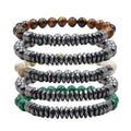 New Wholesale 8mm Tiger Eye Lave Valentines Magnesite Elastic Round Flat Natural Stone Beaded Anxiety Bracelet for Men Women