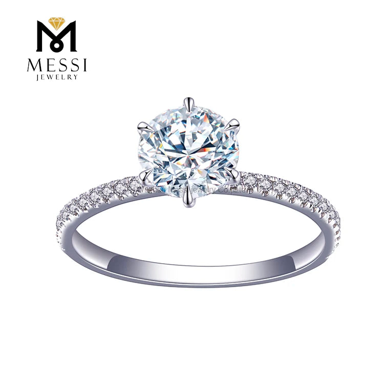 Messi Gems MSR-312 Solitary Ring  18K White Gold Jewelry Latest Elegant Women Engagement  HPHT Lab Craeted Diamond Ring