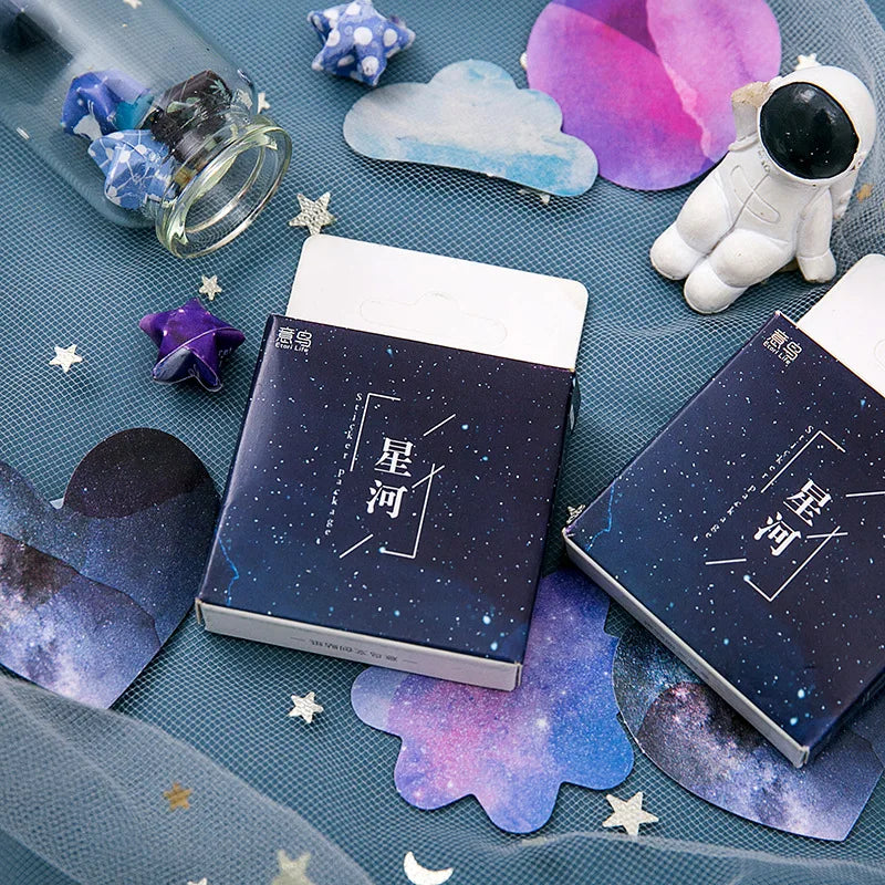 Galaxy Series 45pcs Boxed Stickers Hand Account Album Decorative Mini Self-Adhesive Scrapbooking Items Printed Type