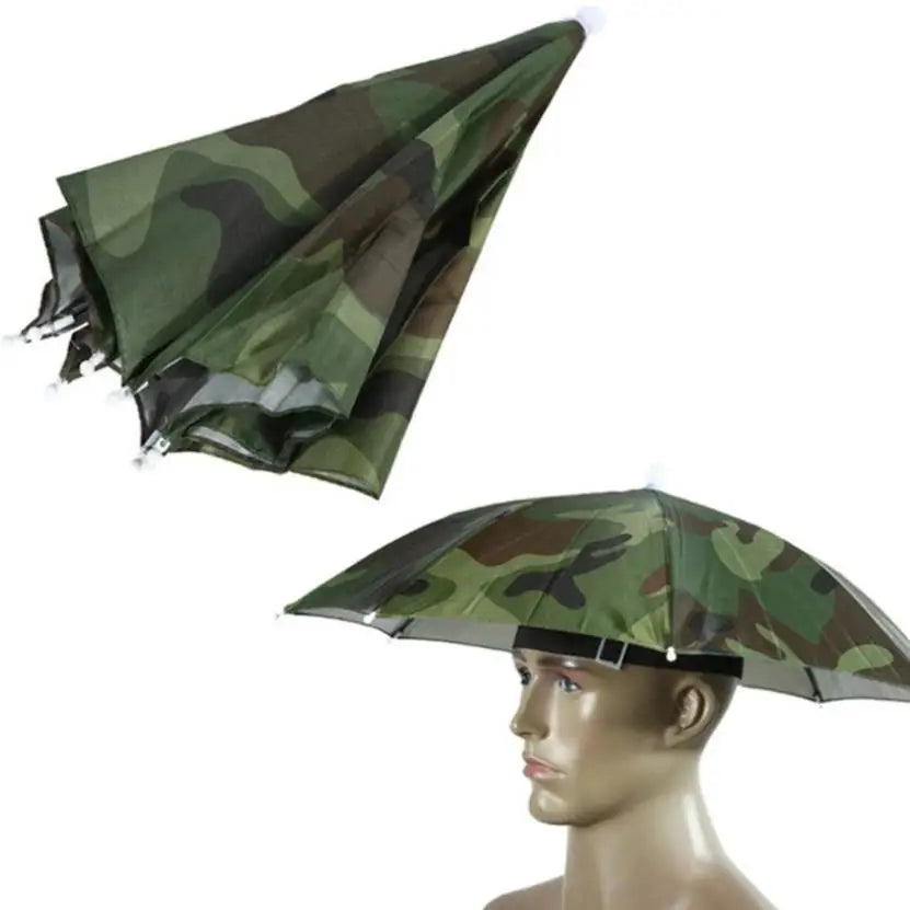 Custom Logo 8K Diameter 50cm Portable Rain Head Umbrella Hat Green Outdoor Sun Shade  Fishing Travel Cap Umbrellas
