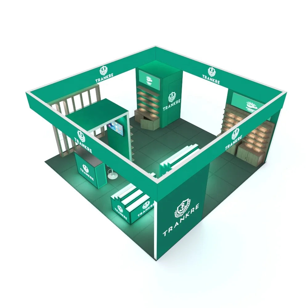 20x20 Durable Reusable Aluminum Trade Show Exhibition Booth SEG Backlit Portable Expo Fair Shelf Display Dye Sublimation