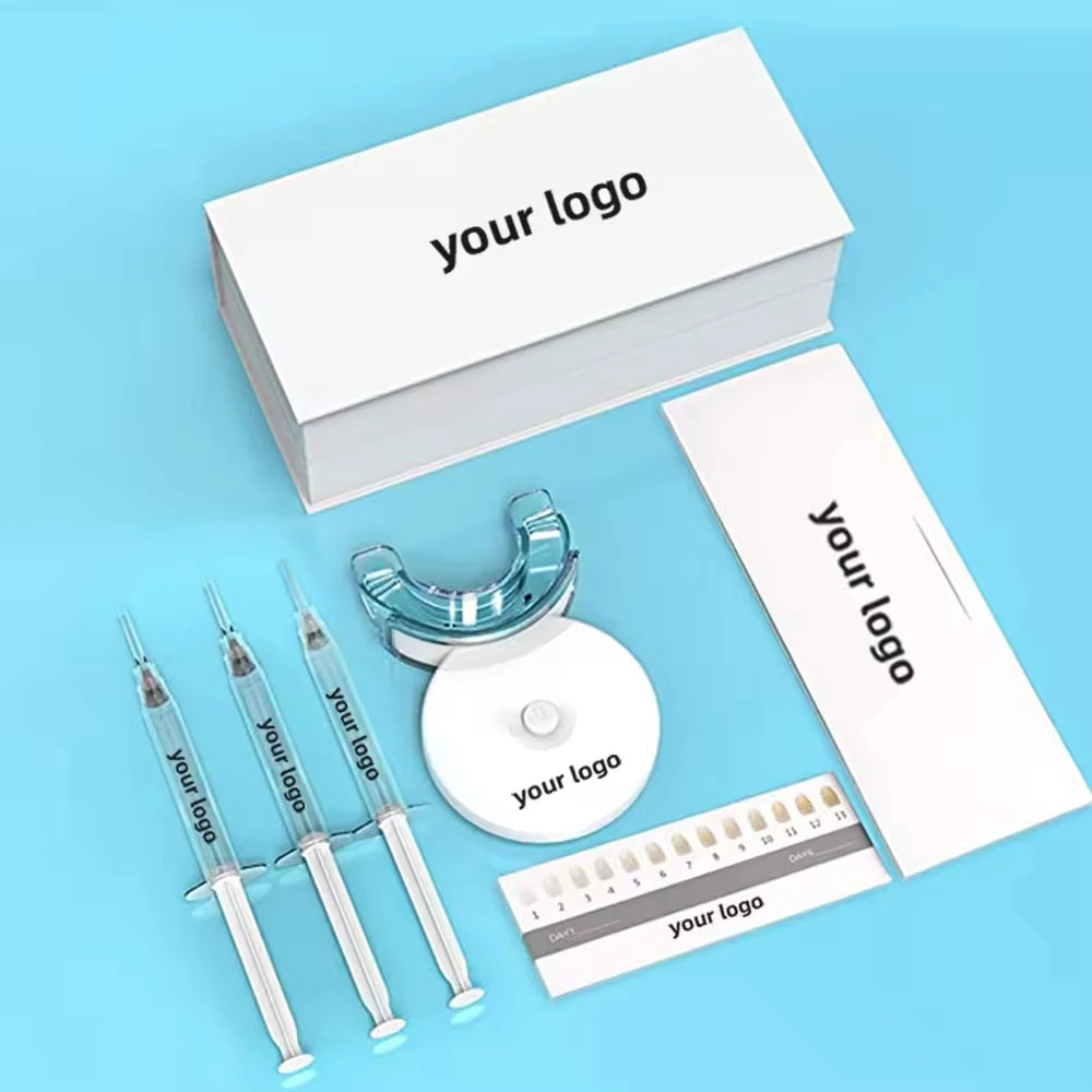 Hot Selling Wholesale Bright Tooth Bleaching Gel Replace Battery Led Light Home Teeth Whitening Kit Private Label