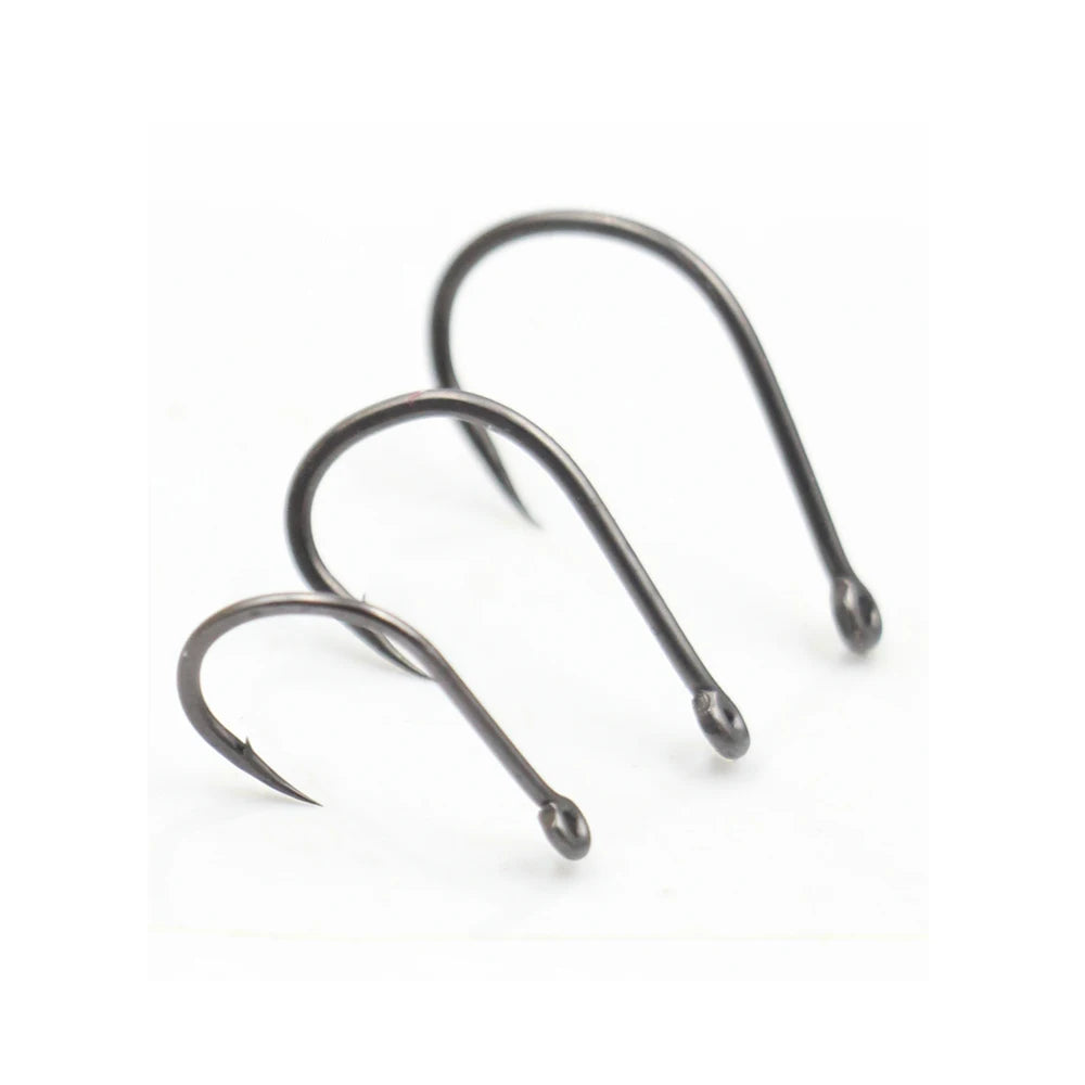 China Wholesale Gun Smoking Grey Tef Coated Carp Hooks Wide Gape Barbed Carp Hooks