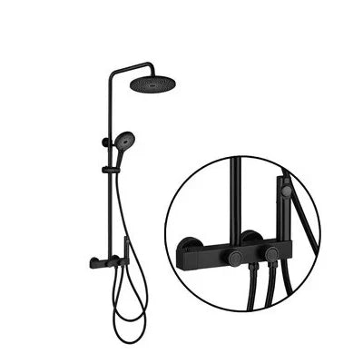 HONGDEC Single Handle Stainless Steel Chrome Polished Thermostatic Bathroom Shower System Bidet Sprayer Rainfall Shower Head Set